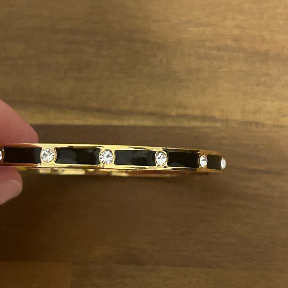 Kate Spade Black Enamel Crystals Hinge Bangle Bracelet